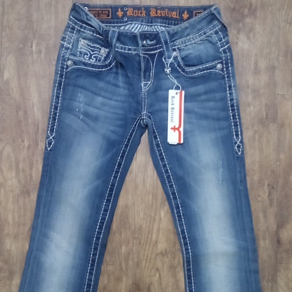 Rock Revival Women's 26 Bootcut Jen Embellished Shimmer Distressed NWT - Picture 5 of 12